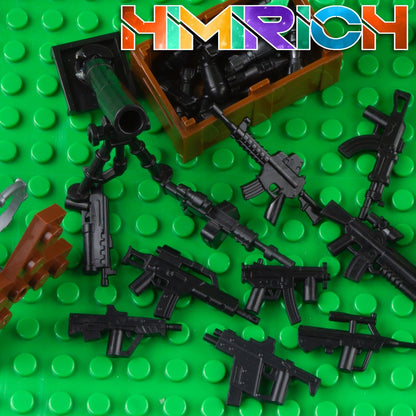 Weapons Pack Military Toy Set Building Blocks Model for Soldier Figures, Army Equipment Gear Kit Pieces and Parts Accessories Compatible with Major Brand