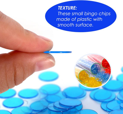 GSE Games & Sports Expert Blue Bingo Chips, 500 Pieces 3/4-Inch High-Contrast Transparent Counting Chips for Bingo Games, Parties