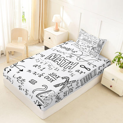 Erosebridal Chemistry Lab Fitted Sheet Twin Size Chemical Equation Bed Sheets for Boys Girls Chemical Elements Science Theme Bed Set Teens Kids Science Students Bedding Set School Dorm Room Decor