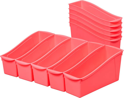 ECR4Kids Linking Plastic Storage Book Bin, Multipurpose Organization, Neon Purple, 10-Piece