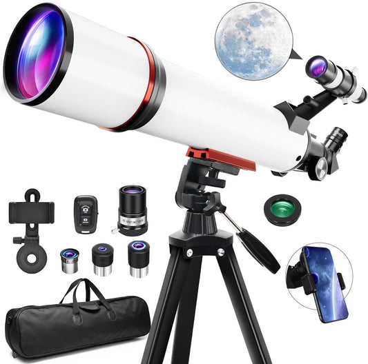 Telescope for Adults Astronomy,90mm Aperture 700mm Refractor Telescopes for Beginners,Fully Multi-Coated Optics with AZ Mount Tripod & Carry Bag,Wireless Remote,Phone Adapter, Ideal Gift for Men