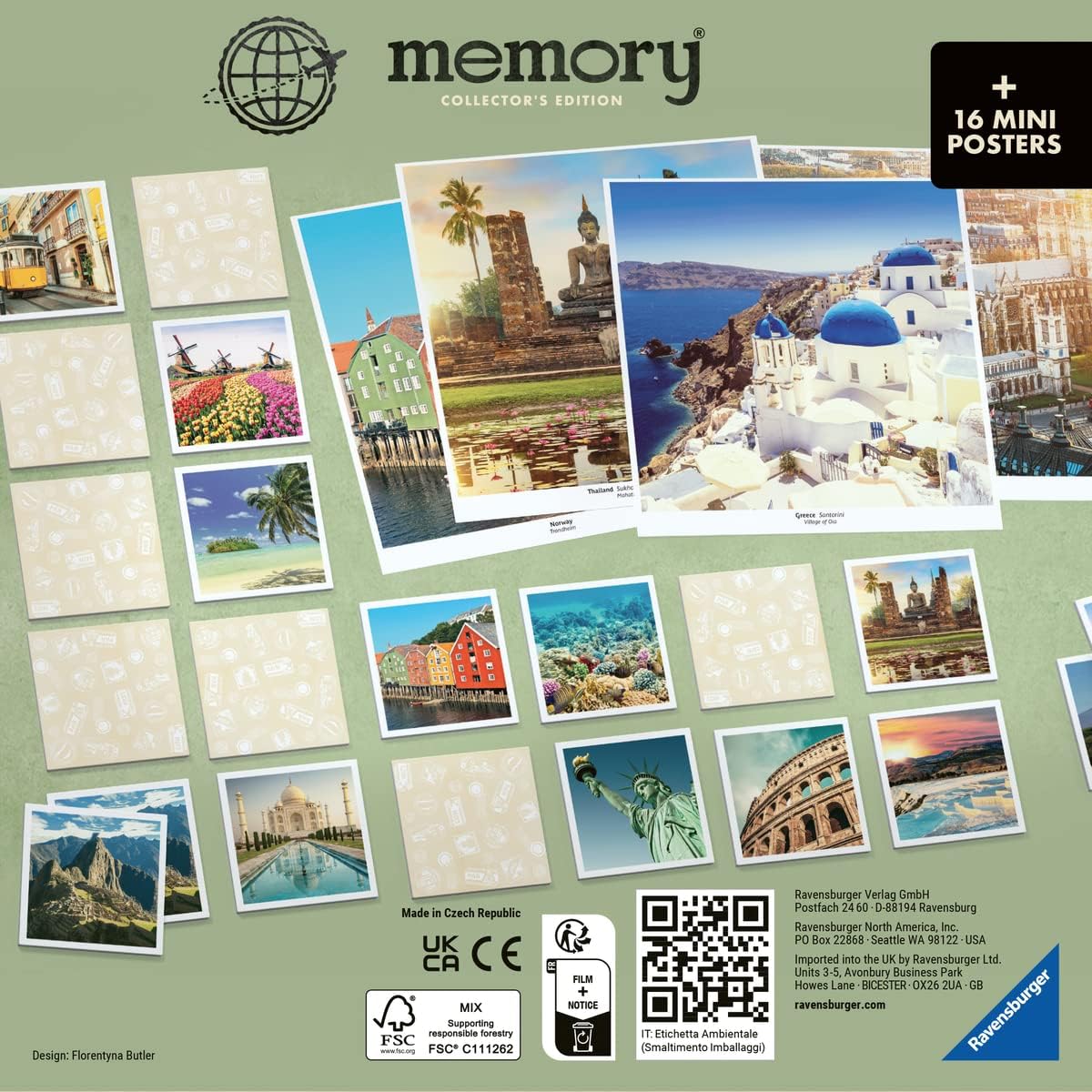 Ravensburger Travel Destinations Collector's Memory - Matching Picture Snap Pairs Game for Kids Age 3 Years and Up