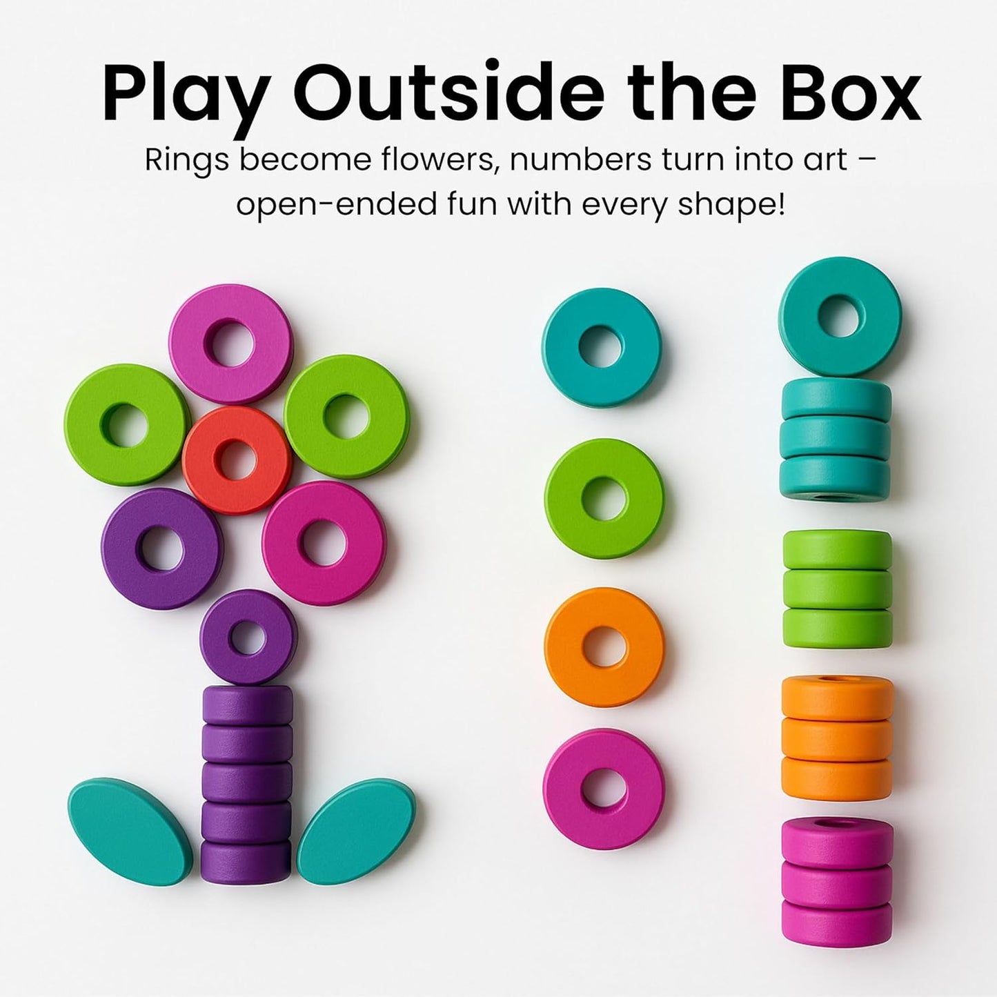GeroCrew Toddler Montessori Toys Teaches Number, Counting, Math, Stacking Fun Preschool Learning Activates for Boy and Girl | Year Old Boy Gifts and Beyond! (Macaron)