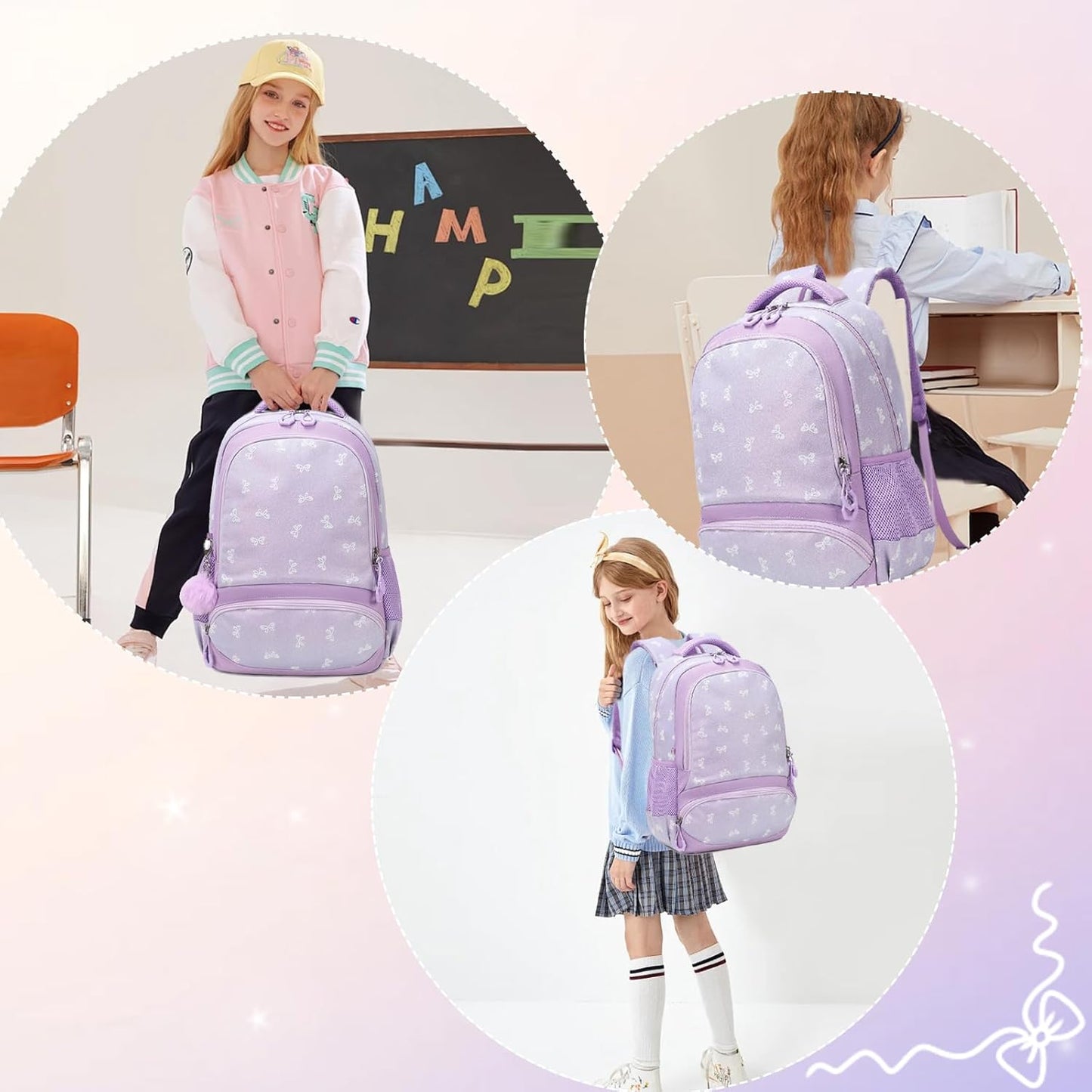 Girls Backpack for Elementary Unicorn Backpack Kids Backpack School Bookbag for Girls 3 in 1 Set Back to School