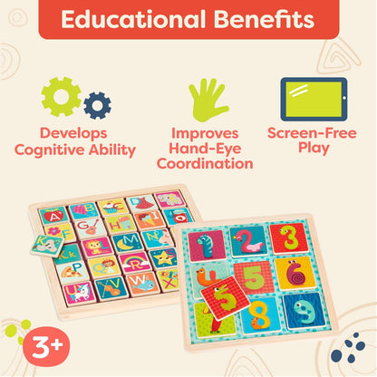 B. toys - Magnetic Alphabetic - Double-Sided Puzzle & Chalkboard - 26 Magnetic Letter-Pieces - 2-in-1 Puzzle for Kids - 3 Years +