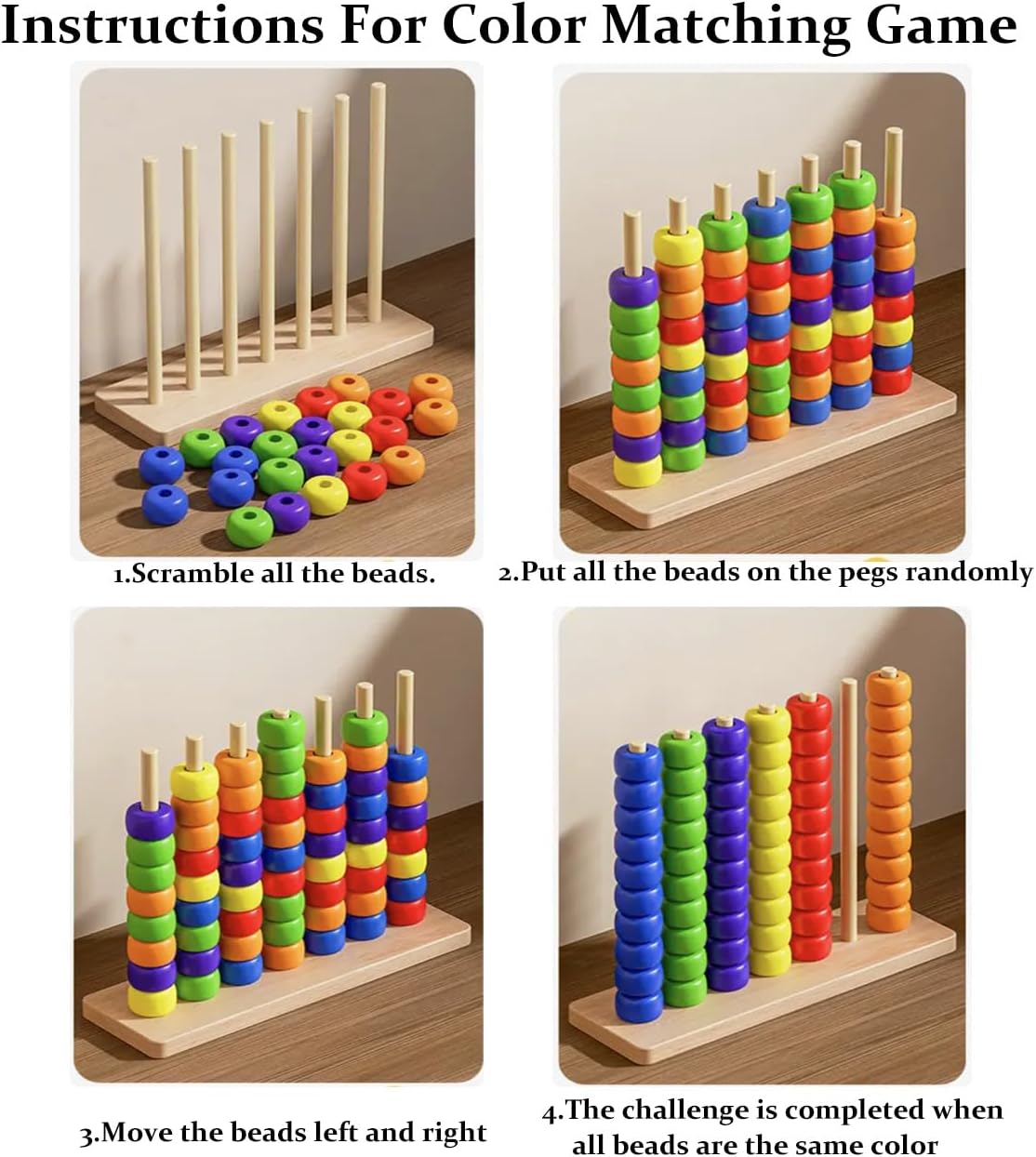 Liecho Color Matching Stacking Puzzle Game,Competitive Tabletop Brain Teaser for Family Game Night, Fast Pattern Challenge Ring Stack Puzzle,Stack Solve Set (1 Pack)