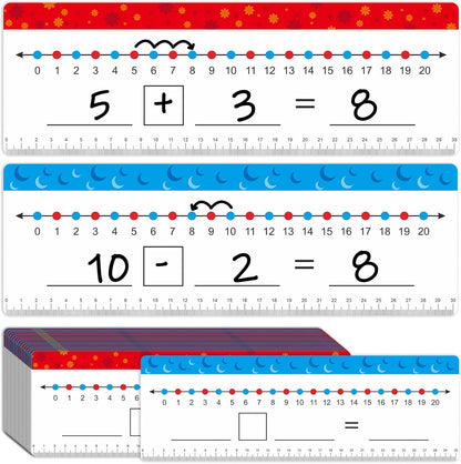30 Packs Number Line Dry Erase Boards Cards, Double Sided Writable and Erasable Board, 0-20 on One Side & Blank Whiteboard on Other Side for Kids, Students, Classroom and Home - 12” x 4”