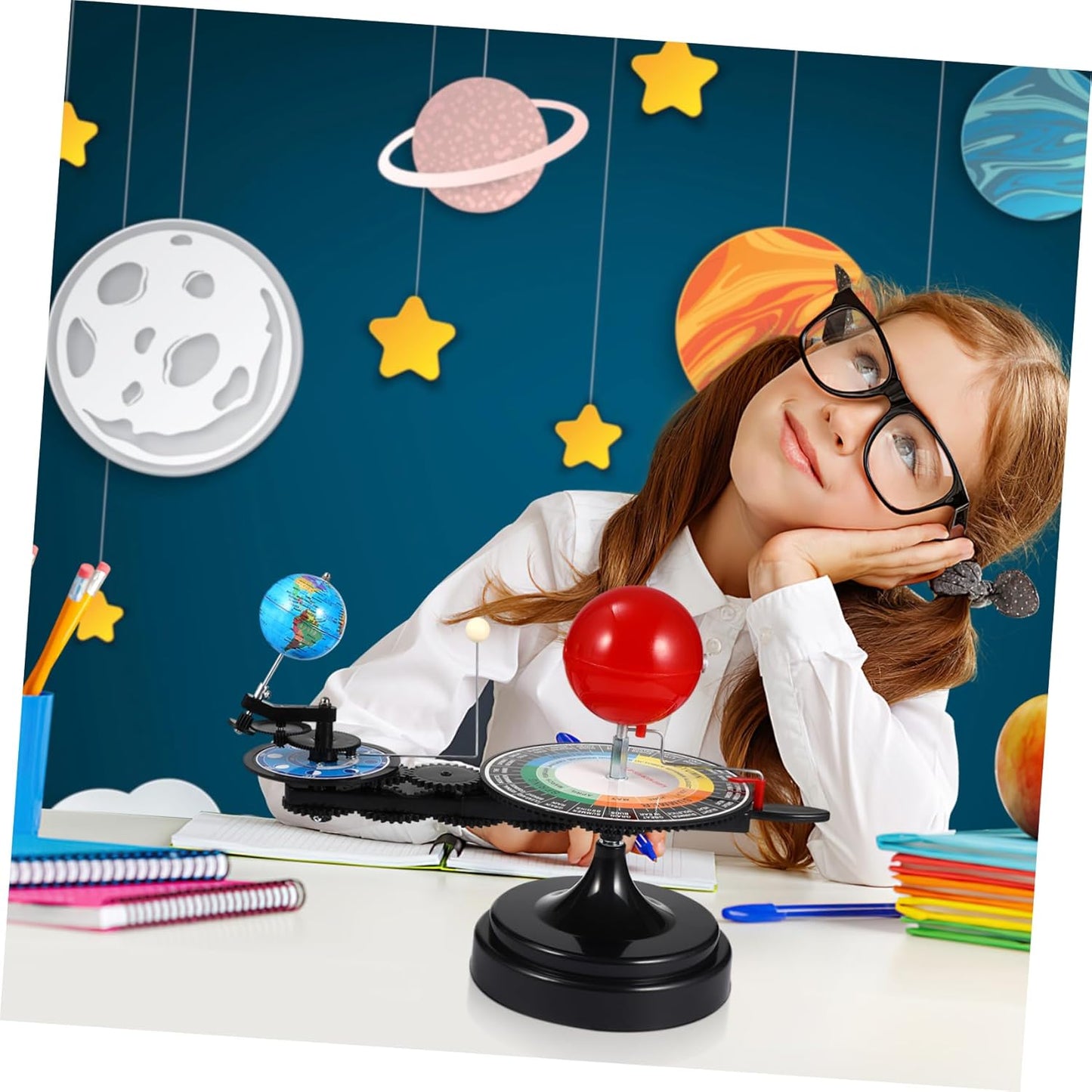 Solar System Planetarium Model Moon Earth Sun Orbital Model Scientific Educational Astronomy Teaching Tool for Toddlers Kids Children