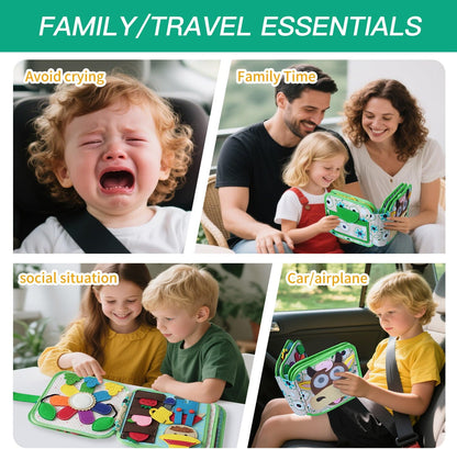 Montessori Busy Book, Suitable for Toddlers Aged 1-3, Felt Sensory Activity Book, Children's Travel Toy, Quiet Book Busy Board, Birthday Gift for Boys and Girls