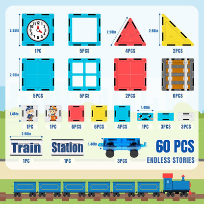 150PCS Magnetic Tiles Road Set with Marble Run, Preschool Magnet Tiles Included Magnetic Cars. STEM Magnetic Tiles for Kids, Preschool Educational Building Toys for Boys & Girls