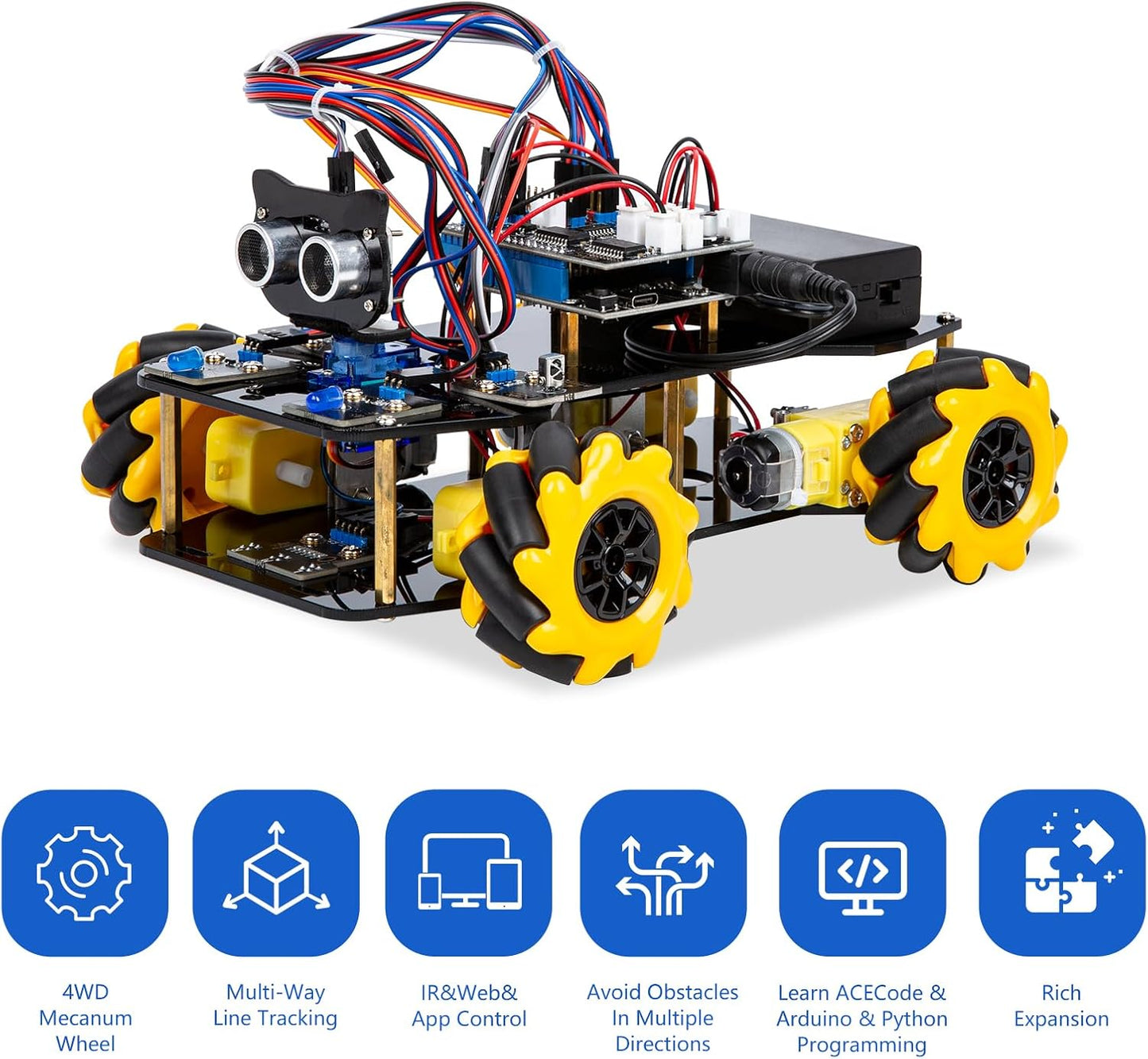 ACEBOTT Smart Robot Car Kit Compatible with Arduino, Robotics for Kids Ages 8-12 12-16, Electronic Programming Project/STEM Science Kits Coding Gifts for Adults and Youths