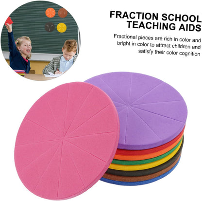 NUOBESTY 3 Sets Eva Fraction Circles Educational Cognition for Early Learning Manipulative Math Trays for Teaching Fractions Engaging Activity for Classroom Home Use