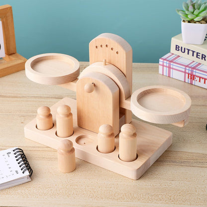 Wooden Balance Scale Toy Set for Kids - Educational Math Balance Beam with Pan Scale - Stem Learning Toy for Preschoolers and Toddlers