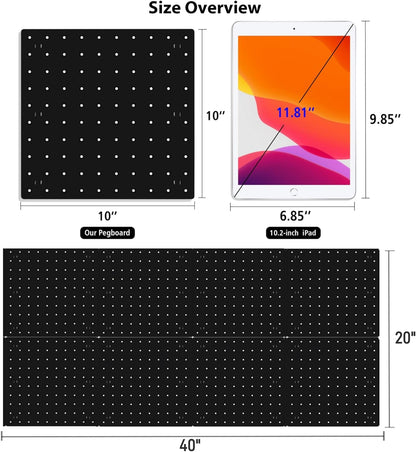 4Pcs Peg Board, Black Pegboard Wall Organizer Panels Wall Mount, ABS Pegboard for Craft Room Garage Kitchen Workshop, ABS Peg Boards Easy Installation