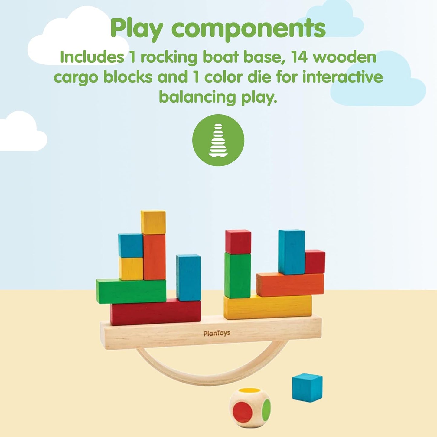 PlanToys® Balancing Cactus | Montessori Wooden Toy for Toddlers | STEM Game for Fine Motor Skills, Logic & Coordination | Eco-Friendly Educational Toy for Kids Ages 3+