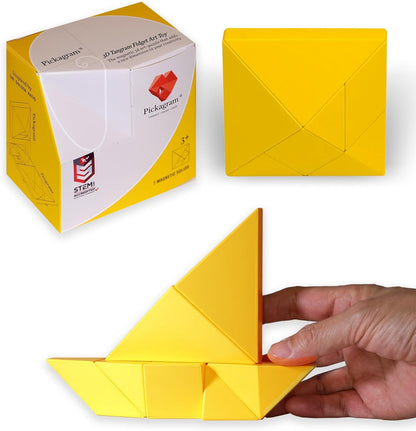 Pickagram Tangram 3D Magnetic Puzzle for Kids (8-12), Adults & Seniors | STEM Certified Fidget Puzzle - Magnetic Pattern Blocks for Cognitive Development, Creativity & Focus - Random Mix