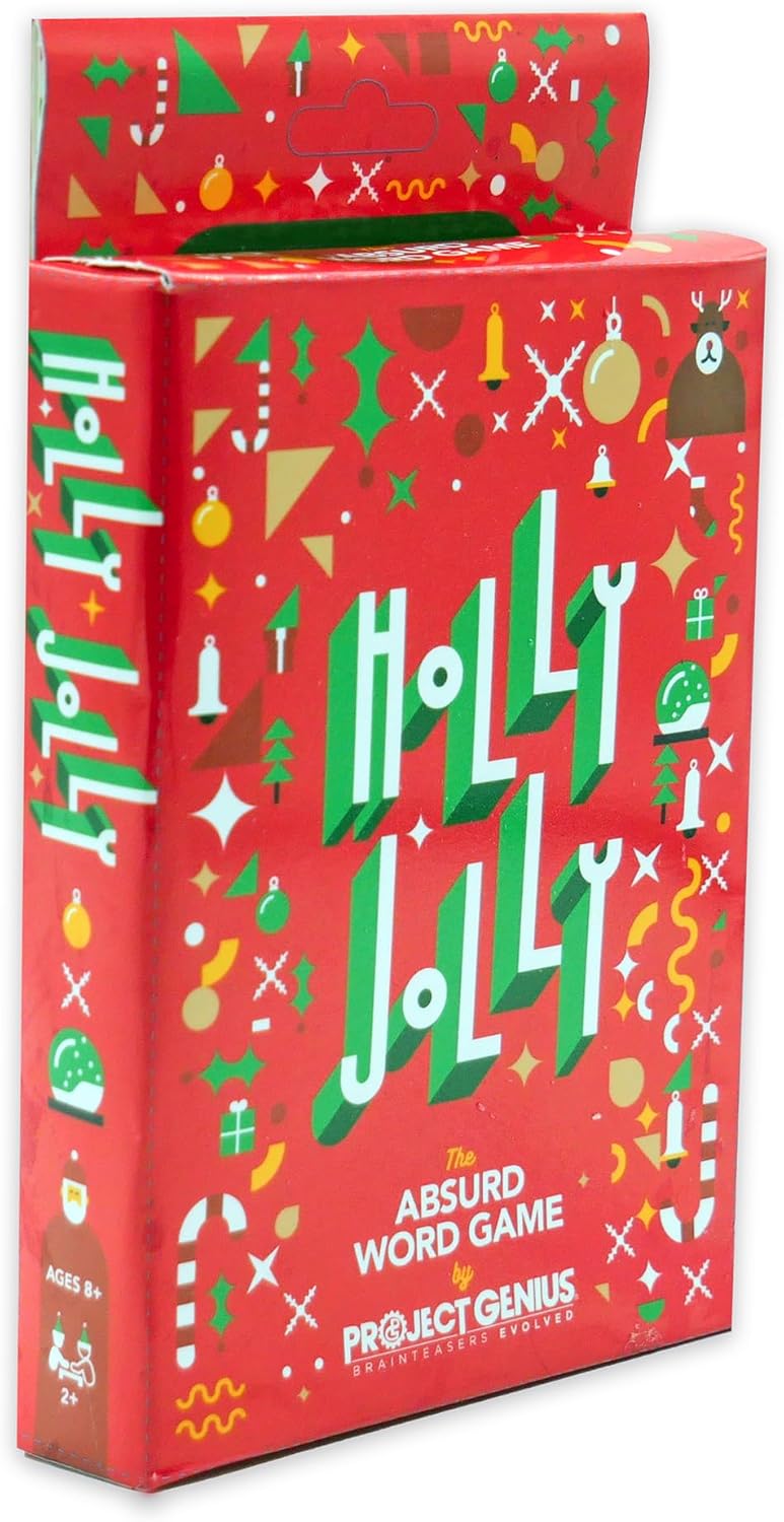 Holly Jolly - A Holiday Themed Absurd Word Game, 50 Festive Rhymes to Guess, Christmas Card Game, Fun & Festive Stocking Stuffers, Project Genius