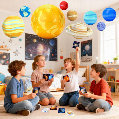 Inflatable Solar System Planets for Kids – 9 Giant Hanging Solar System Model Planets Hanging from Ceiling Classroom Space Theme Party Decorations, Astronomy Gifts for Ages 5-7, 6-8, 8-12