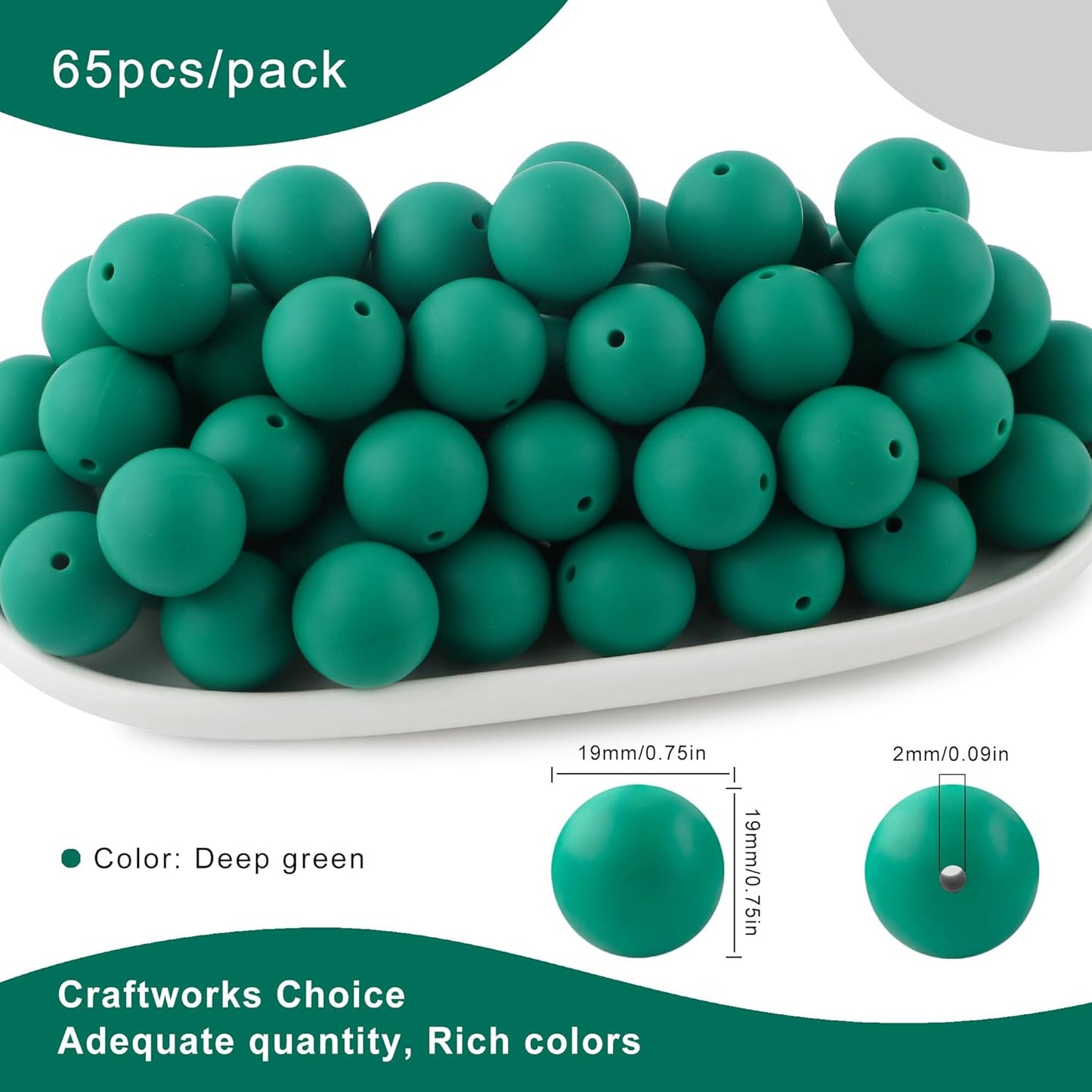 65Pcs 19mm Silicone Beads for Keychain Making Bracelet Necklace, Bulk Round Silicone Beads for Pens（Christmas Green） - Colors B