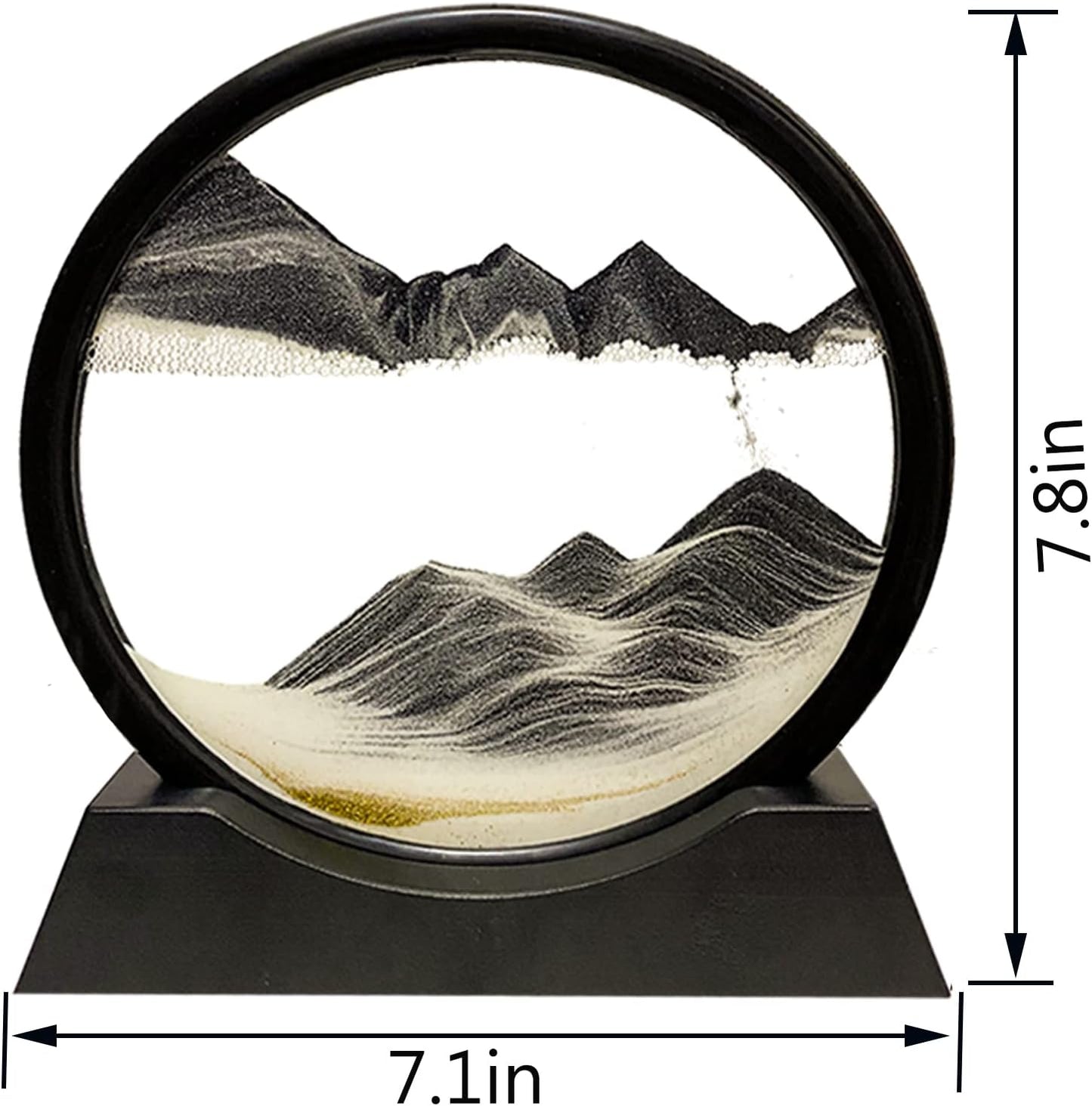 HYUGF 12" Moving Sand Art Picture Ocean Decor - 3D Deep Sea Sandscape Liquid Motion, Round Glass Frame Display Flowing Sand Relaxing Gift for Kids Adults Home Office Work Desktop Decoration Toy, Blue