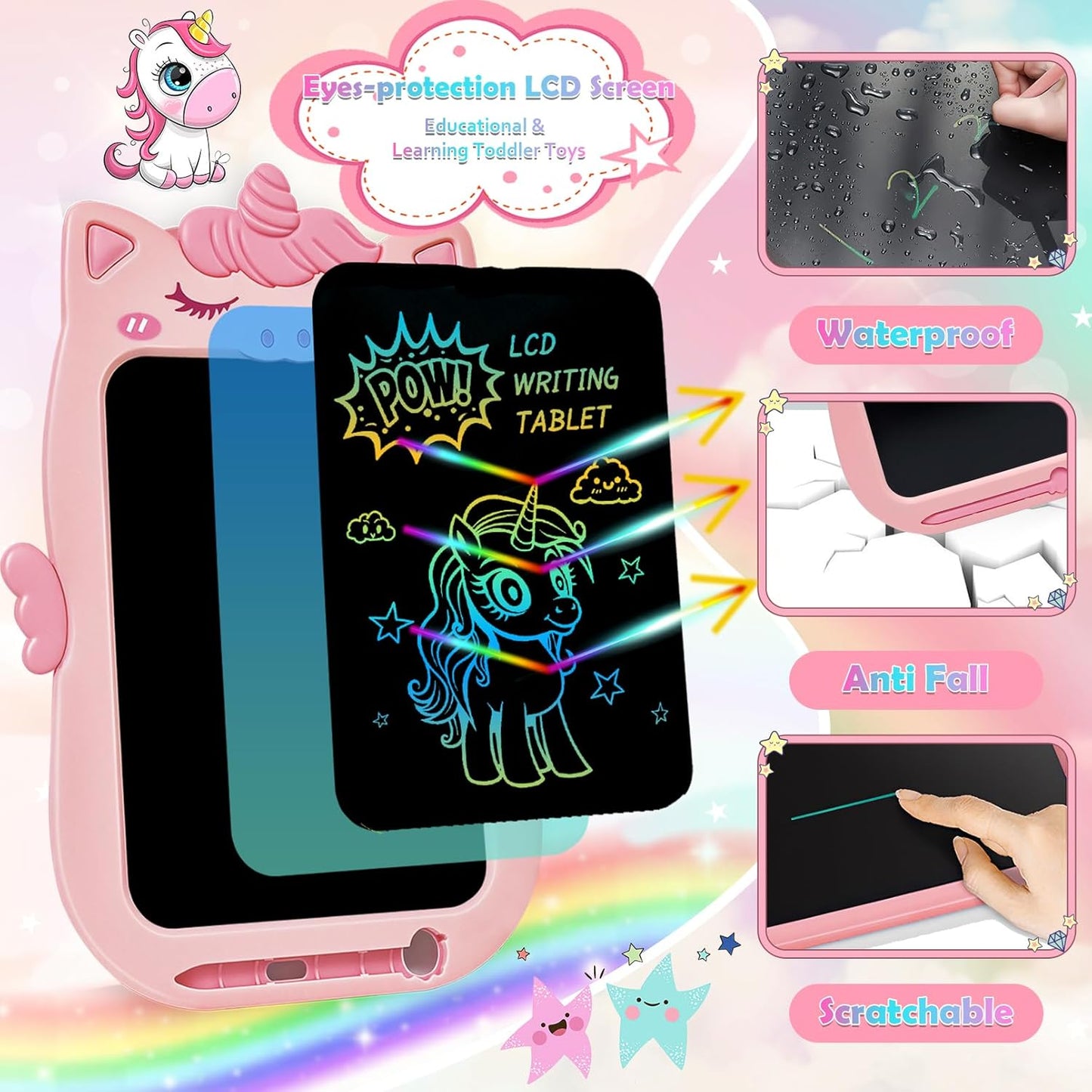 Toddler Toys Age 1-2,10IN Drawing Tablet Doodle Board Writing Tablet for Kids,Learning Toy for 1 2 3 4 5 6 7 8 Year Old Boys Girls Christmas Birthday Gifts,Travel Games Dinosaur Toy for Boys 4-6