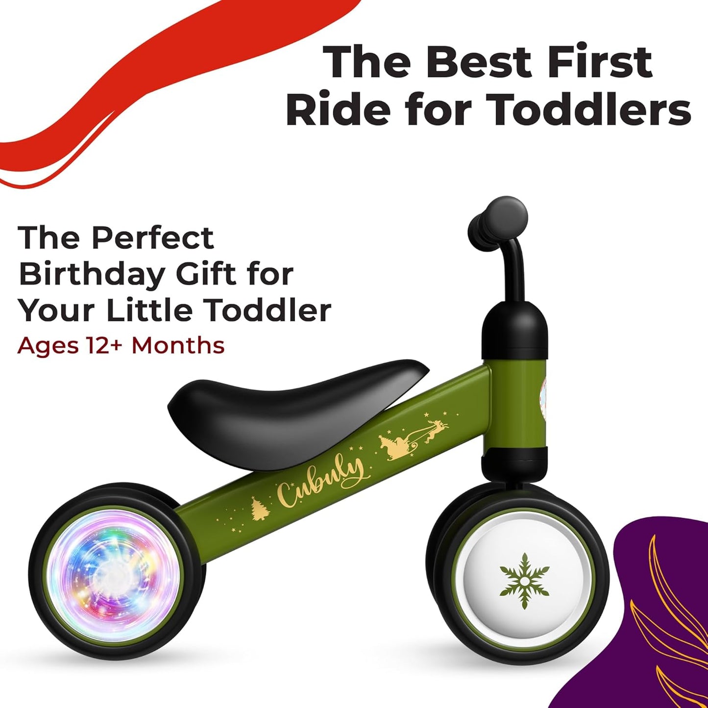 Baby Balance Bike for 1-3 Year – First Birthday Boy Girl Gifts 12-36 Month Mini Bike|Colorful Lighting Wheels|Ride on Toys |Toddler Balance Bike 1-3 Indoor/Outdoor Bike
