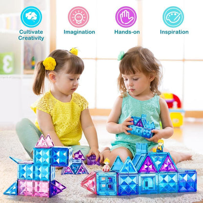 BENOKER Castle Magnetic Tiles, 3D Building Blocks STEM Educational Kids Toys for Pretend Play, 3 4 5 6 7 8 Year Old Birthday Gifts for Boys and Girls, Preschool Learning Toys for Christmas