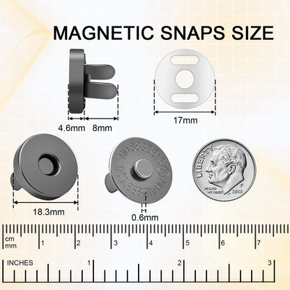 CooBigo 24Sets Magnetic Snaps for Purse Closures 18mm Magnetic Fastener Replacement Kit Magnetic Snaps for Purses and Totes Clothing Bag DIY Craft (Silver)