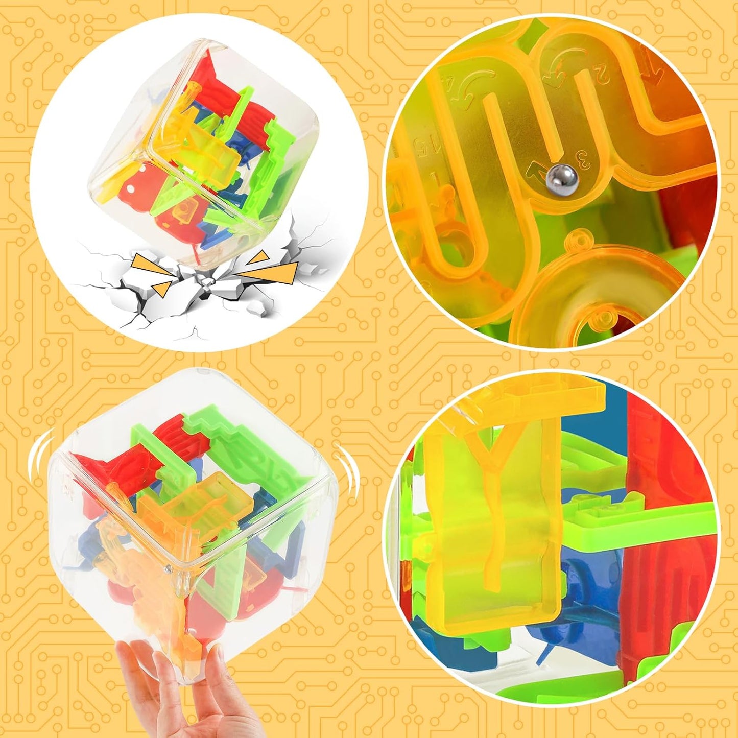 3 otters 3D Puzzle Maze Cube, 72 Obstacles Puzzle Cube Interactive Maze Game with Education Toy for Kids