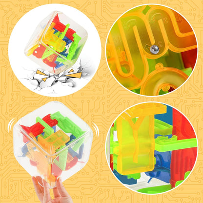 3 otters 3D Puzzle Maze Cube, 72 Obstacles Puzzle Cube Interactive Maze Game with Education Toy for Kids