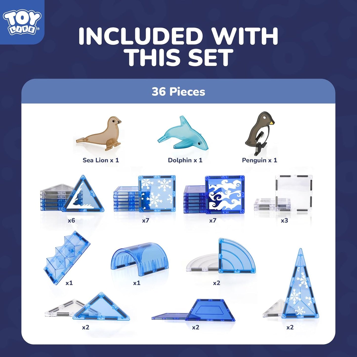 TOY Life 38 Pcs Magnetic Tiles Animals for Toddlers 3-5 Magnet Blocks for Kids Ages 4-8 STEM Magnet Tile Toys Building Tiles Set Christmas Birthday Gift for Boys and Girls