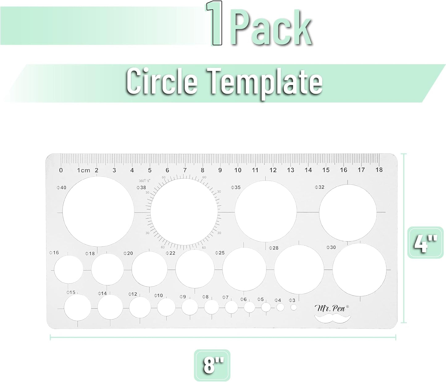 Mr. Pen Circle Templates - Large & Small Sizes, Circle Stencil & Ruler for Drafting & Drawing