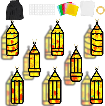 32 Sets Outer Space Suncatchers Craft Kit DIY Window Stained Glass Effect Planet Astronaut Alien Paper Crafts Home School Classroom Decoration Kid Birthday Gift Creative Art Project Activity Game - Colors B