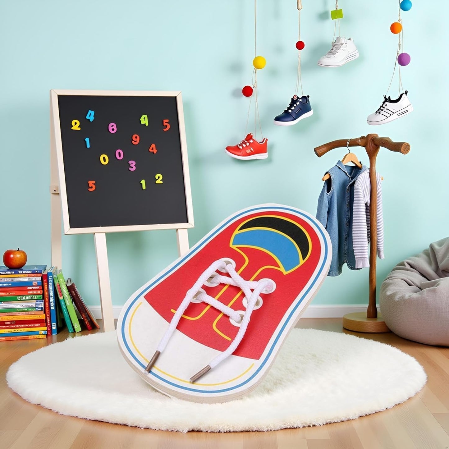 Shoe Tying Practice, Wooden Learn to Tie Your Own Shoes Threading Lacing Shoes Training Early Learning Kits, Decorative Accessories