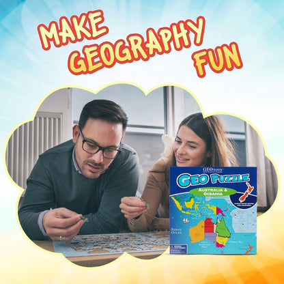 GeoToys GeoPuzzle, World Jigsaw Puzzles, 68 Pc Geography Game & Map Puzzle, Educational Games & Kids Learning Activities, Puzzle Gifts for Children Ages 6-9, Fun Learning Toys for Kids