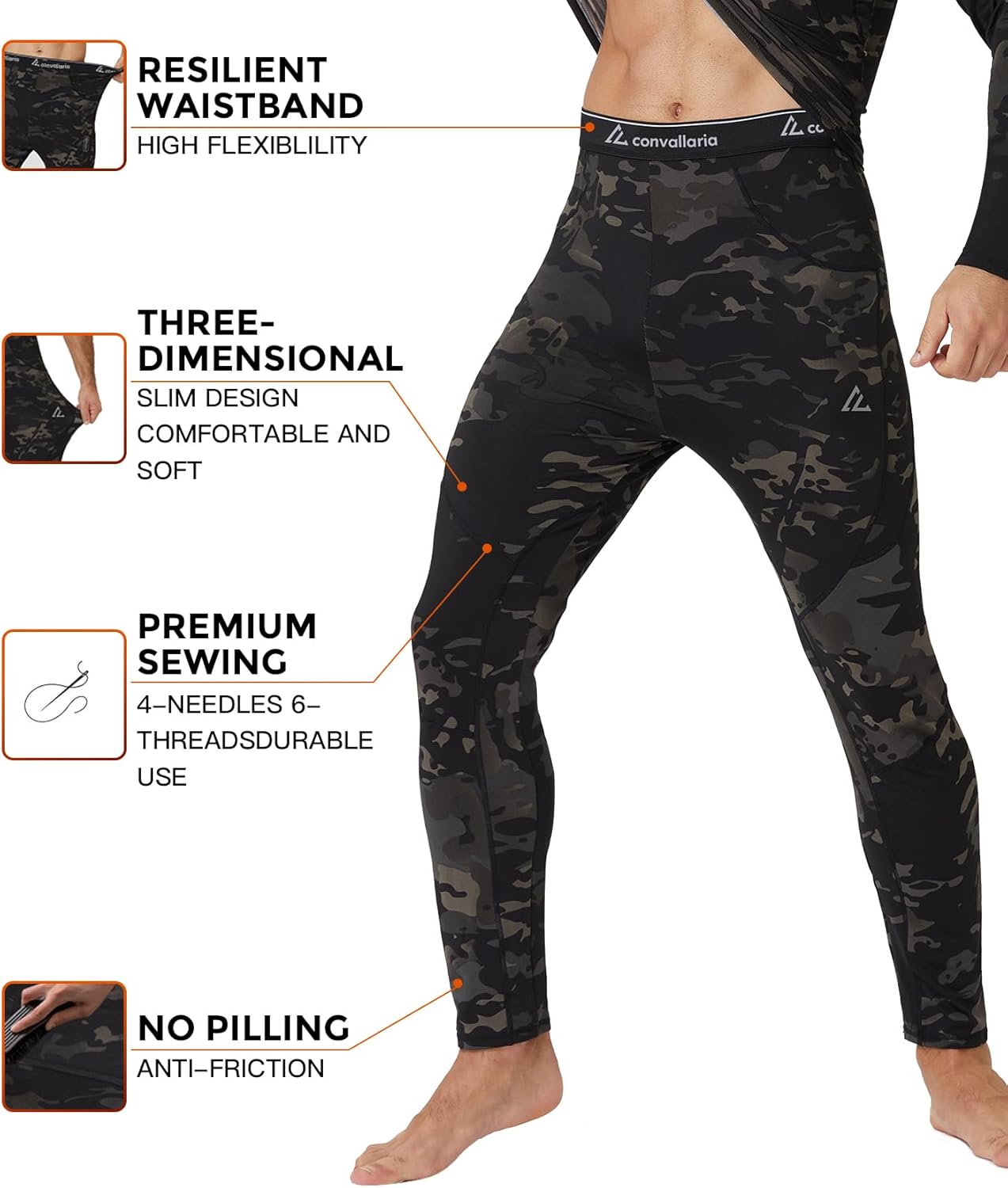 CL convallaria Thermal Underwear Long Johns Set Mens Winter Gift Hunting Gear Sport Base Layer Bottom Top - Colors A