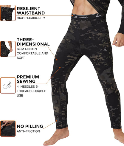 CL convallaria Thermal Underwear Long Johns Set Mens Winter Gift Hunting Gear Sport Base Layer Bottom Top - Colors B