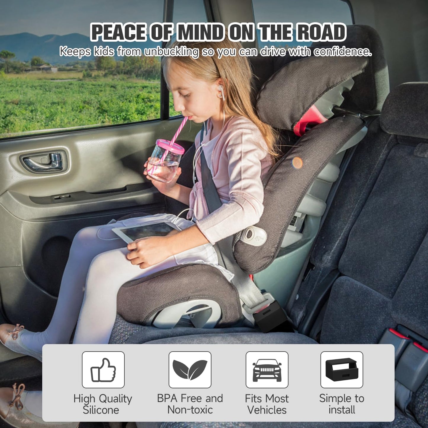 Morlike Silicone Seatbelt Secure Buckle Safety Cover Lock | Keep Children Safe in Car Seat and Prevent Kids from Accidentally Unbuckling | Buckle Guard Fits Almost Vehicles (red,2PACK)