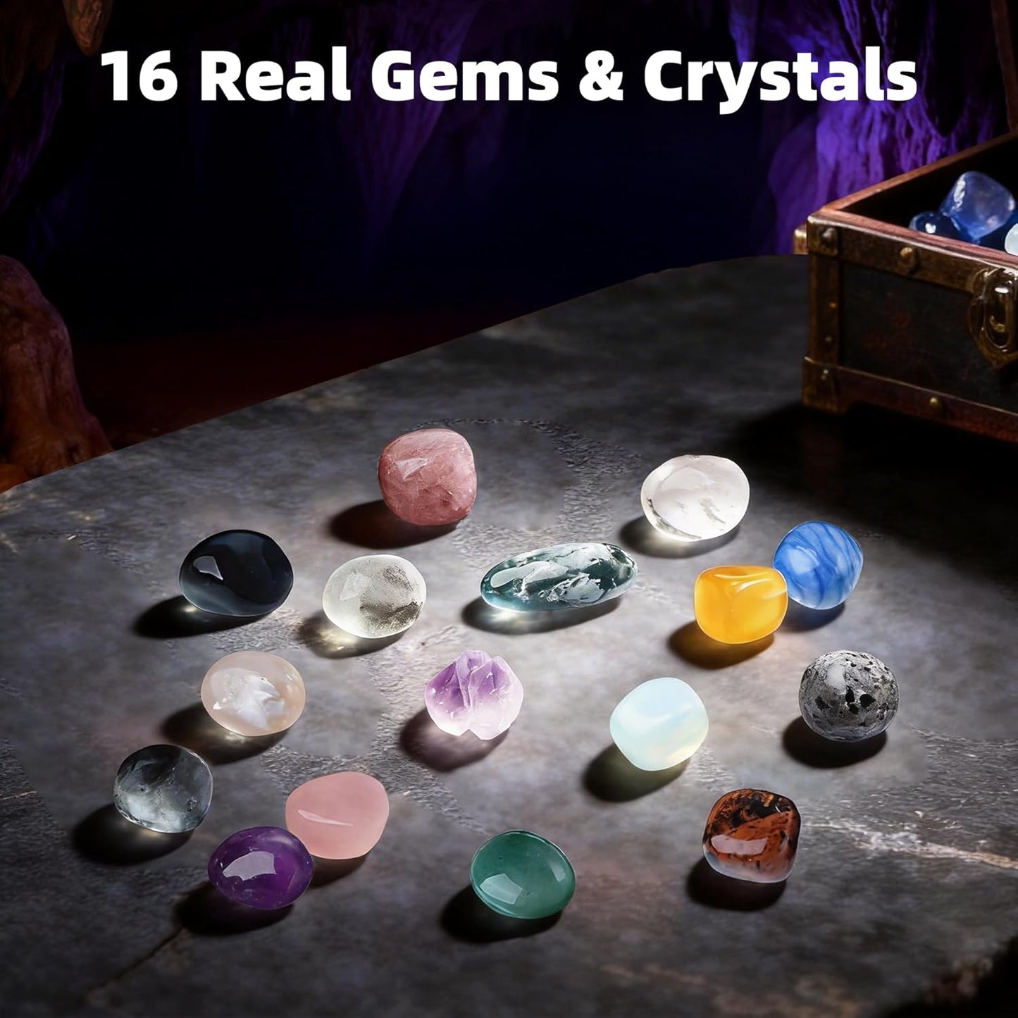 GobiDex Gemstones Dig Kit for Kids, Excavate 16 Real Gemstones, STEM Science Toy, Archaeology & Geology Science Gift for Boys and Girls Age 6+