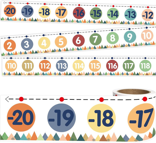 WorldBazaar Number Line Bulletin Board Border -20 to 120 Straight Border Trim for Classroom Wall Decorations Math Class Moving Mountains Decor Roll