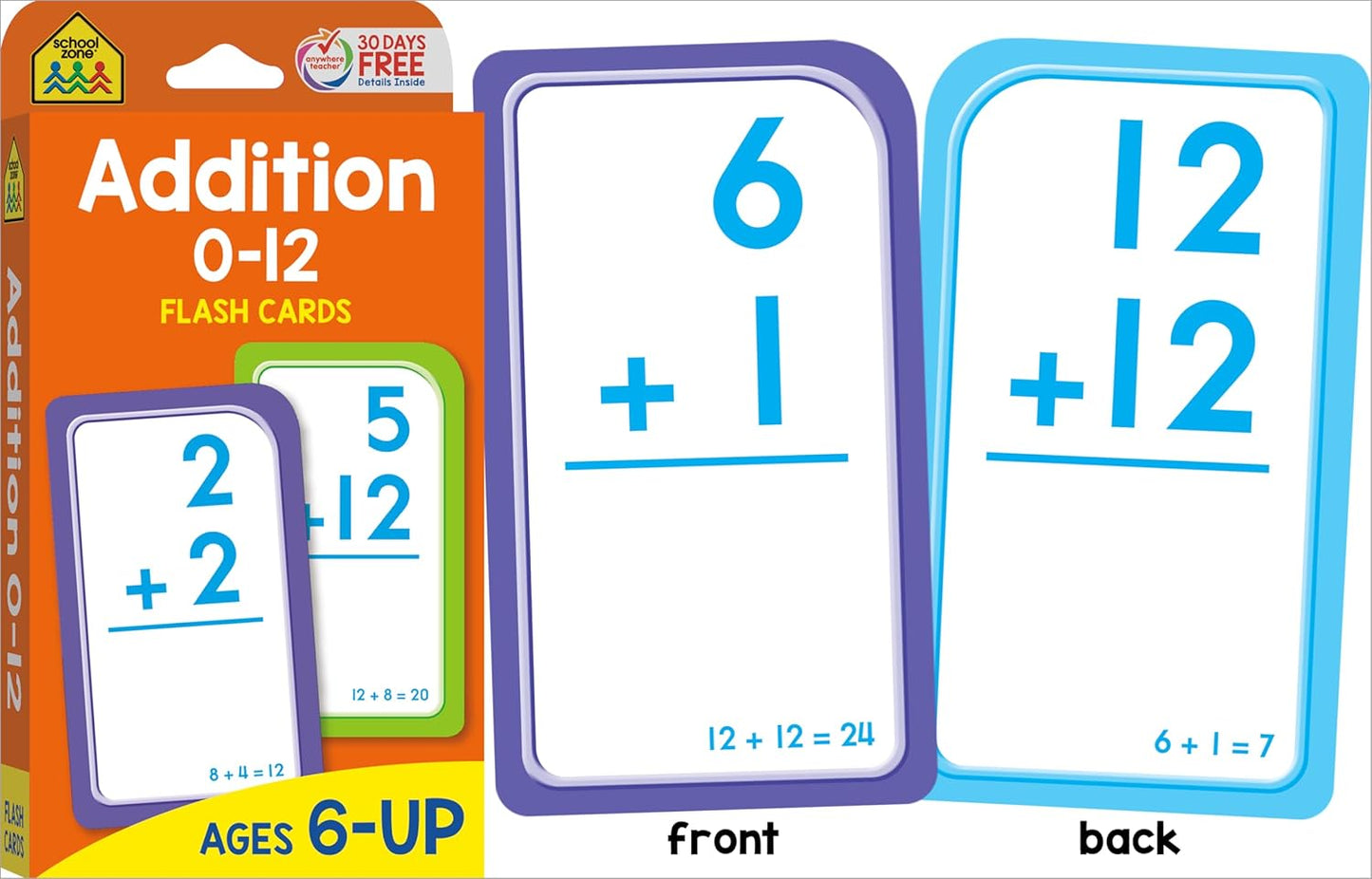 School Zone Get Ready Flash Cards Addition & Subtraction 2-Pack: 112 Math Cards, 1st & 2nd Grade, Addition 0–12, Subtraction 0–12, Early Math, Speed & Retention, Ages 6–8
