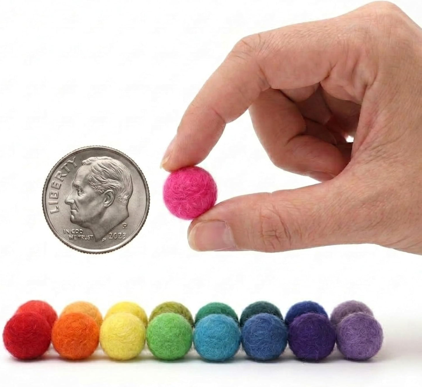Glaciart One Felt Balls, Felt Wool Balls (240 Pieces) 1 Centimeter - 0.4 Inch, Handmade Felted 40 Color (Red, Pink, Blue, Gray, Black, White, Pastel and More) Bulk Small Puff for Felting and Garland