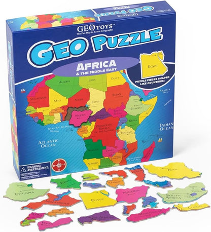 GeoToys GeoPuzzle, World Jigsaw Puzzles, 68 Pc Geography Game & Map Puzzle, Educational Games & Kids Learning Activities, Puzzle Gifts for Children Ages 6-9, Fun Learning Toys for Kids