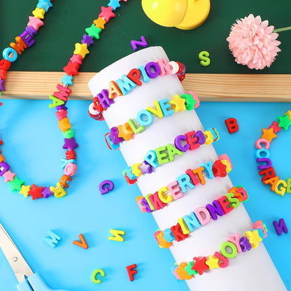 Augshy 400Pcs Large Letter Beads, Macaroon Hollow Letter Beads Plastic A-Z Mixed Alphabet Shape Bead for Jewelry Making Bracelets Necklaces Key Chains Shoelaces Crafts Party Decor(9 x 12 mm)