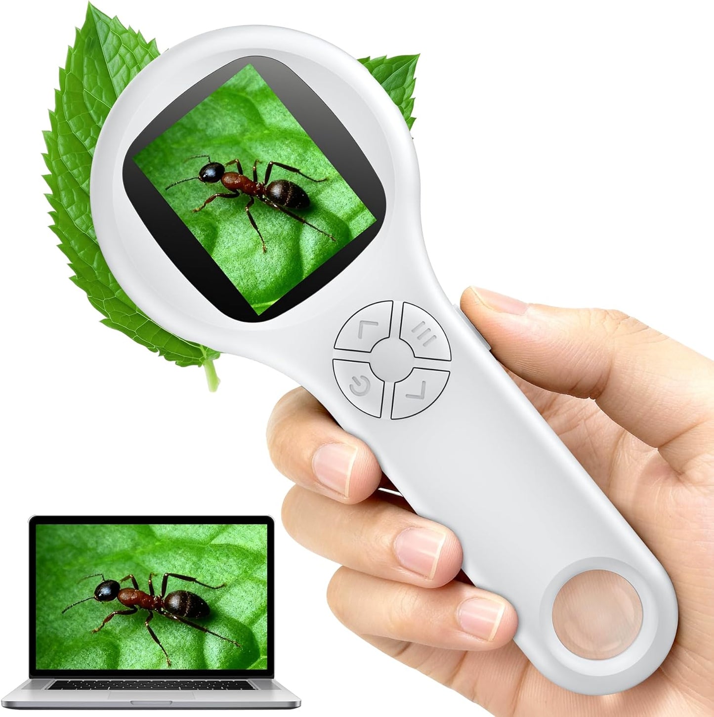 Microscope for Kids - Mini Pocket Digital Kids Microscope, Portable Handheld USB 500X Magnifying Glass, 4X Zoom, Christmas Birthday Gifts for Boys Girls Aged 3-12