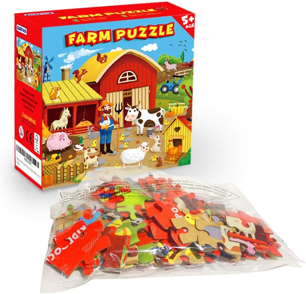 KiDEPOCH 100pc Barnyard Floor Puzzle, 13.8" x 19.7", Paper, Jigsaw, Beginner, 3-8 Years