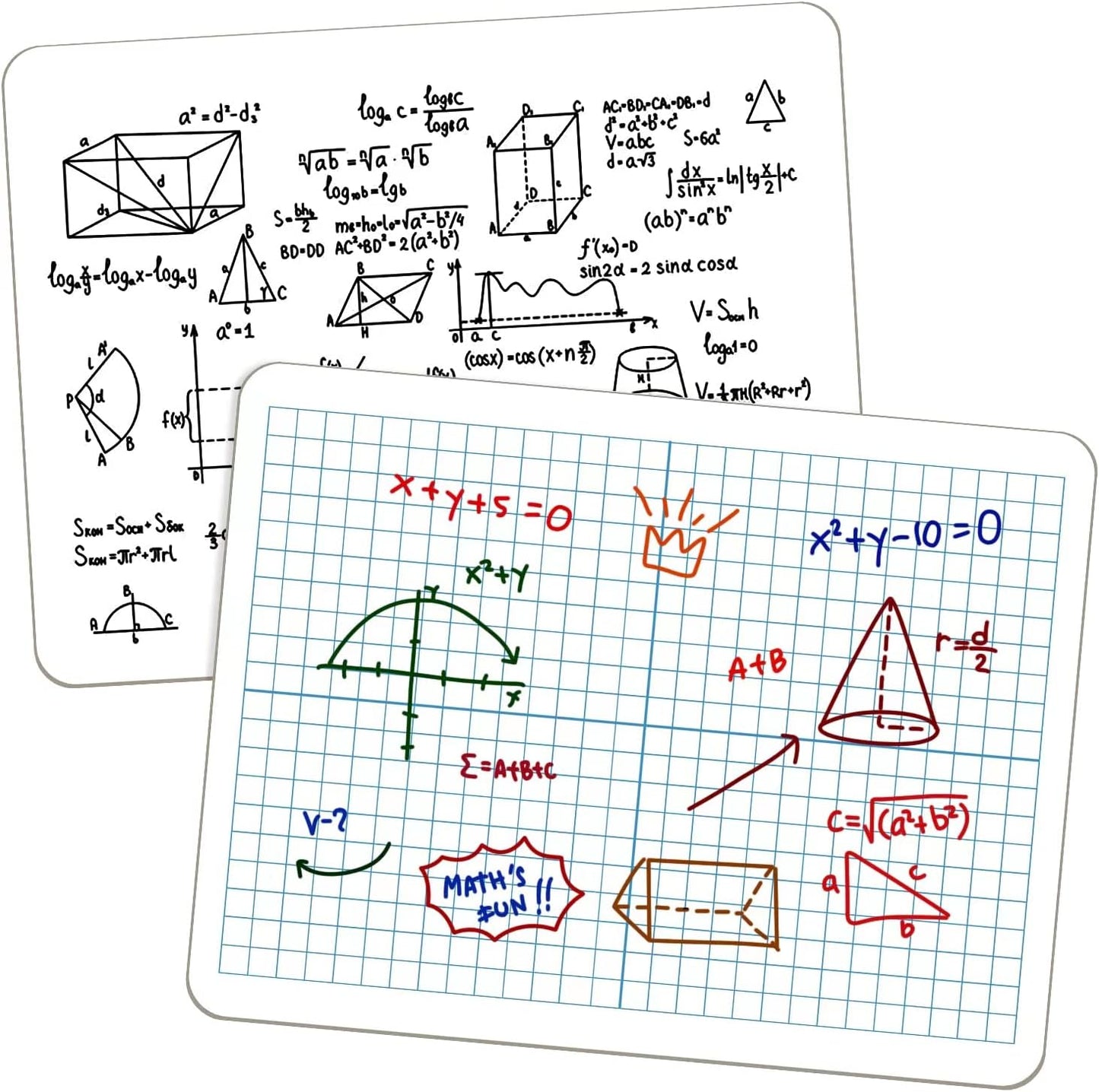 Multiplication Chart Whiteboard - Double-Sided Times Table, 9" x 12" Dry Erase Board, Math Manipulatives White Board for Kids Students, Classroom and Home Learning