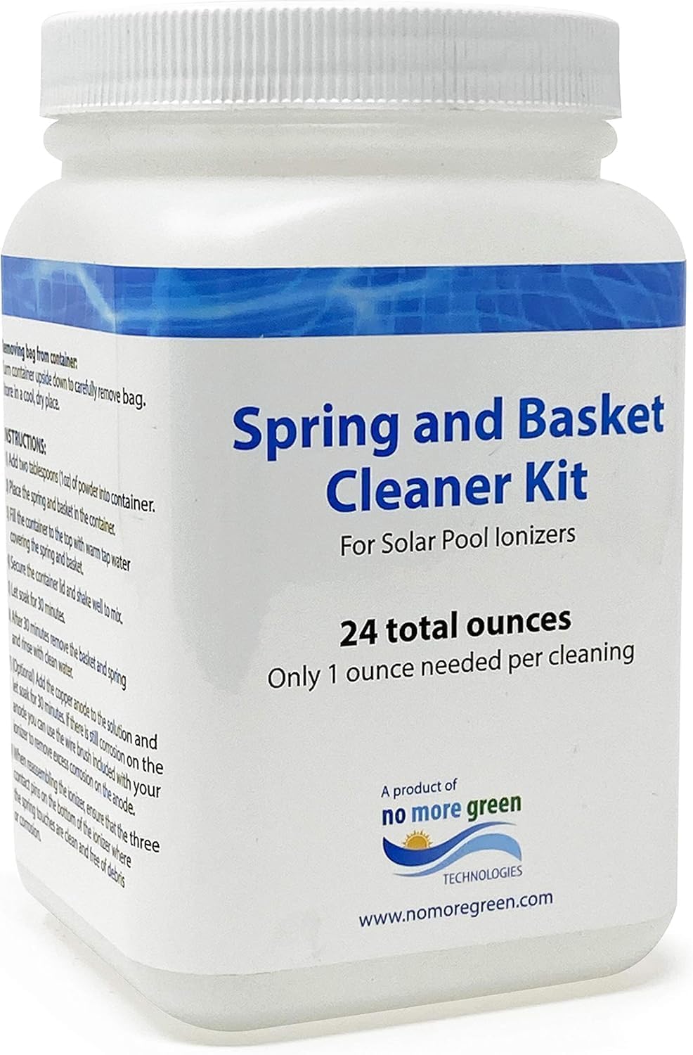 Solar Pool Ionizer Cleaning Kit, Includes Spring and Basket Cleaner, Copper Ionizer for Pools, Easy Cleaner Kit Ionizer, Up to 24 Cleanings - Lifetime Replacement Warranty