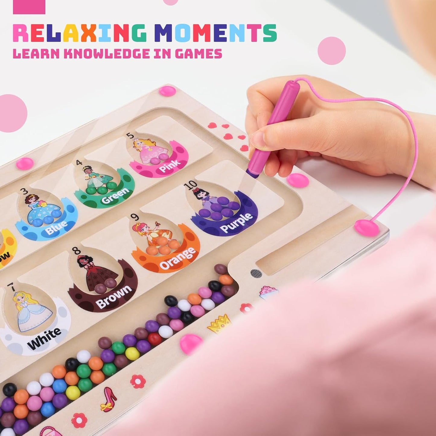 Uiseba Dinosaur Mini Magnetic Color and Number Maze Montessori Toy for Ages 3 4 5, Toddler Busy Board, Educational Preschool Learning Activities, Ideal Christmas & Birthday Gift for Boys and Kids