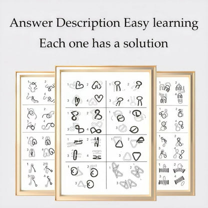 Metal Wire Puzzle Set of 24 with Pouch,Brain Teaser IQ Test Disentanglemen Iron Link Unlock Interlock Game Chinese Ring Magic Trick Toy for Party Favor Kids Adults Challenge